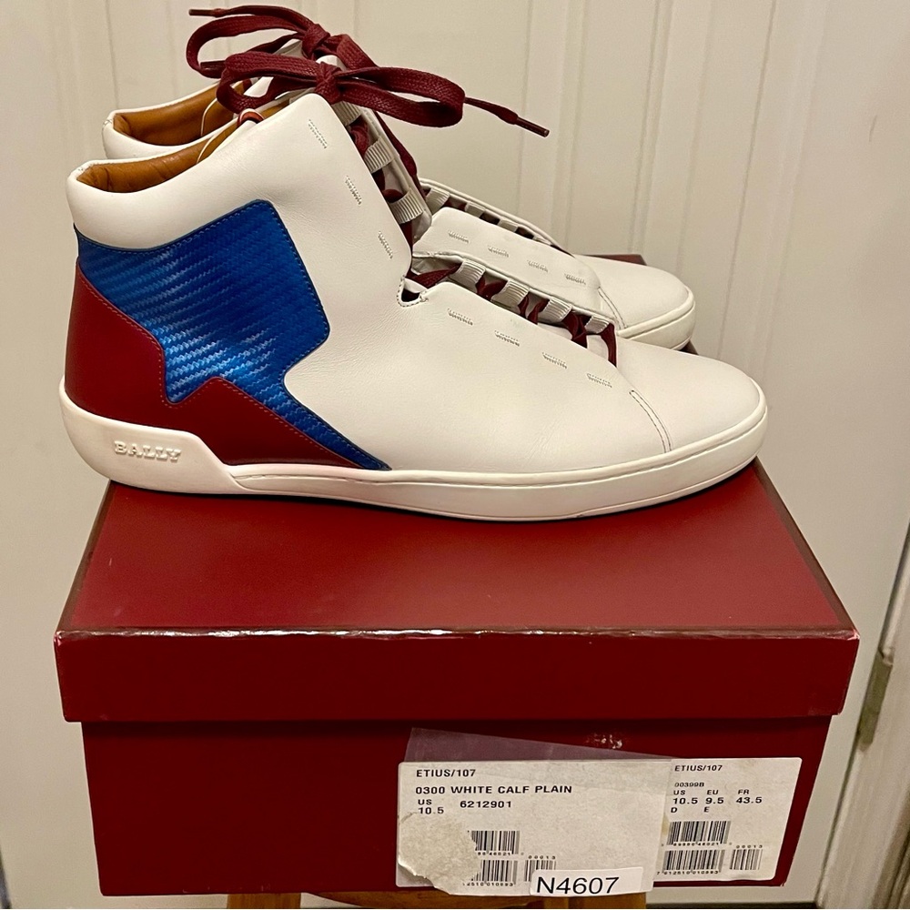 BALLY ETIUS MENS LEATHER HIGH TOP SNEAKERS US SIZE 10.5D EXCELLENT CONDITION